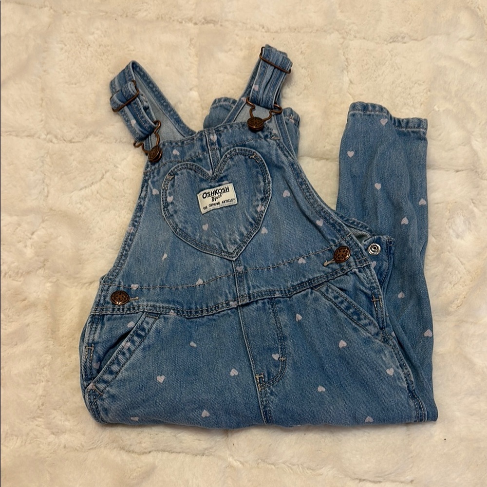 OshKosh B'gosh Blue Denim Overalls with Playful Pattern